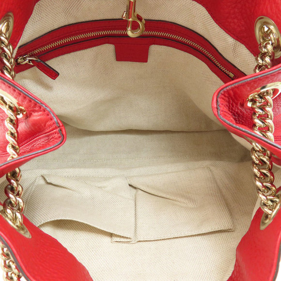 Gucci Chain Shoulder Soho Tote Bag Leather Red - Picture 5 of 9